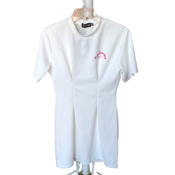 Pretty little things white fitted dress size 6 waffle knit textured mini length - Picture 9 of 9